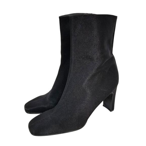Nine West Women's Savanna Women's Black Shimmer Fabric Heeled Ankle Boot Size 10 - Picture 1 of 11